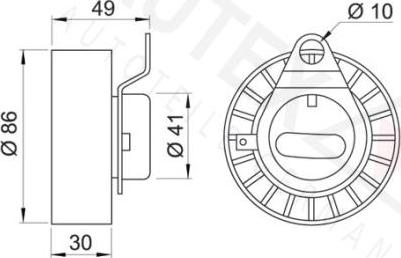 Autex 654218 - Spriegotājrullītis, Gāzu sadales mehānisma piedziņas siksna ps1.lv