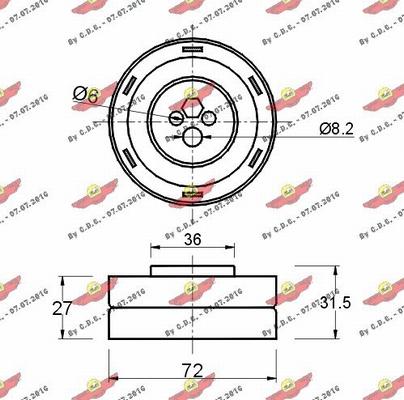 Autokit 03.297 - Spriegotājrullītis, Gāzu sadales mehānisma piedziņas siksna ps1.lv