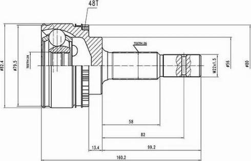 Aywiparts AW1510103A - Šarnīru komplekts, Piedziņas vārpsta ps1.lv