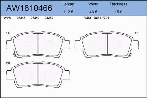 Aywiparts AW1810466 - Bremžu uzliku kompl., Disku bremzes ps1.lv