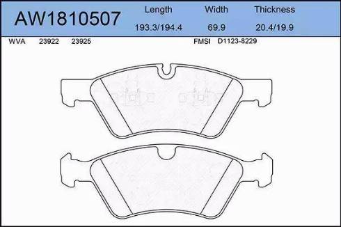 Aywiparts AW1810507 - Bremžu uzliku kompl., Disku bremzes ps1.lv