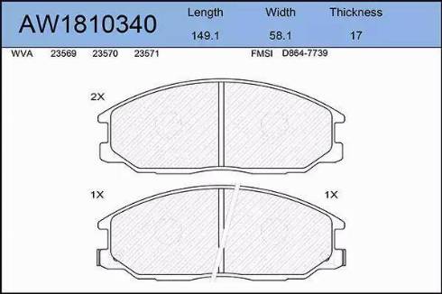 Aywiparts AW1810340 - Bremžu uzliku kompl., Disku bremzes ps1.lv