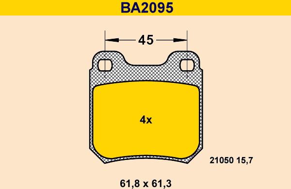 Barum BA2095 - Bremžu uzliku kompl., Disku bremzes ps1.lv