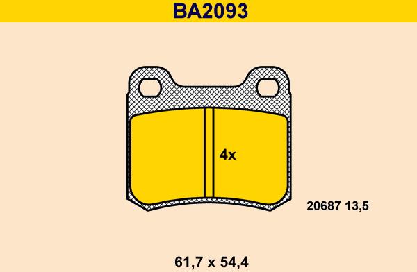 Barum BA2093 - Bremžu uzliku kompl., Disku bremzes ps1.lv