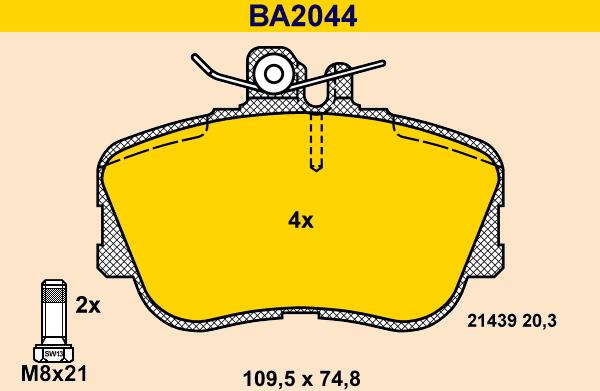 Barum BA2044 - Bremžu uzliku kompl., Disku bremzes ps1.lv