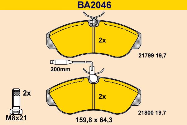 Barum BA2046 - Bremžu uzliku kompl., Disku bremzes ps1.lv