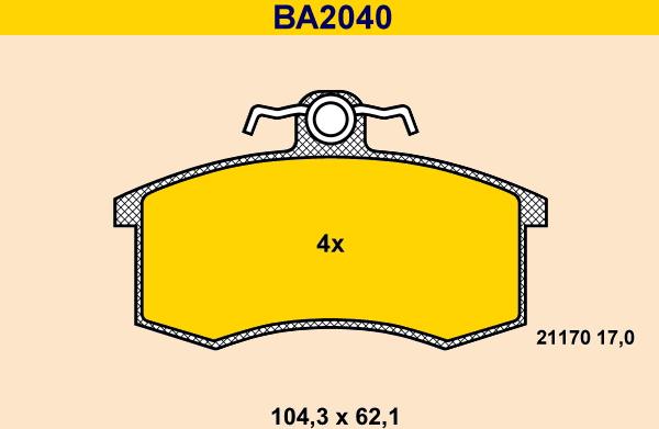 Barum BA2040 - Bremžu uzliku kompl., Disku bremzes ps1.lv