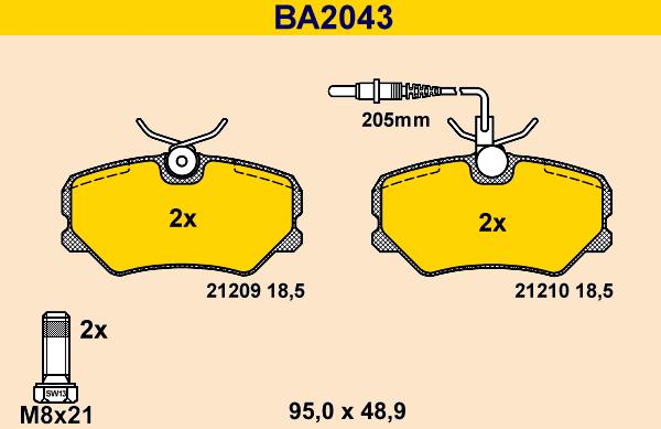 Barum BA2043 - Bremžu uzliku kompl., Disku bremzes ps1.lv
