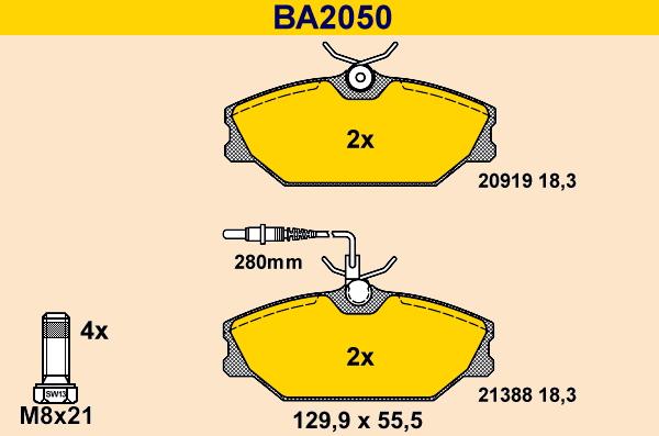 Barum BA2050 - Bremžu uzliku kompl., Disku bremzes ps1.lv