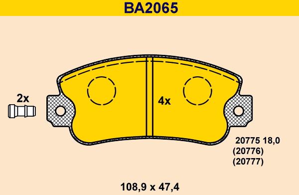 Barum BA2065 - Bremžu uzliku kompl., Disku bremzes ps1.lv