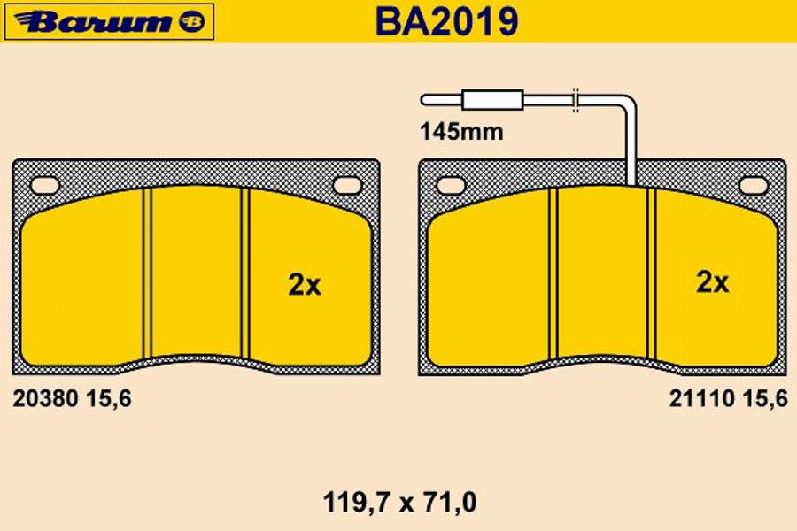 Barum BA2019 - Bremžu uzliku kompl., Disku bremzes ps1.lv