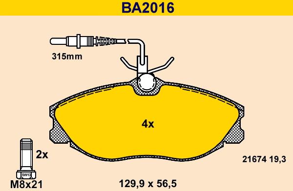 Barum BA2016 - Bremžu uzliku kompl., Disku bremzes ps1.lv