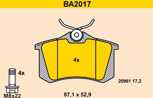 Barum BA2017 - Bremžu uzliku kompl., Disku bremzes ps1.lv