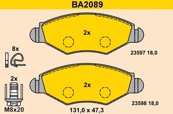 Barum BA2089 - Bremžu uzliku kompl., Disku bremzes ps1.lv