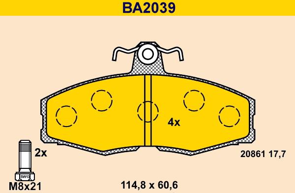 Barum BA2039 - Bremžu uzliku kompl., Disku bremzes ps1.lv