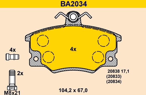 Barum BA2034 - Bremžu uzliku kompl., Disku bremzes ps1.lv