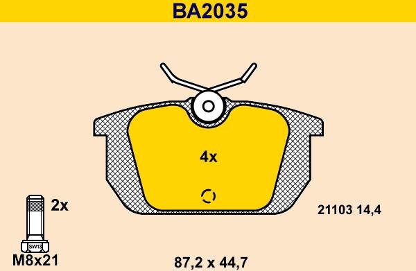 Barum BA2035 - Bremžu uzliku kompl., Disku bremzes ps1.lv