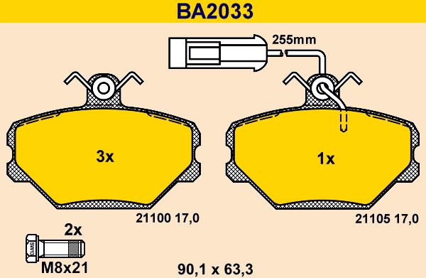 Barum BA2033 - Bremžu uzliku kompl., Disku bremzes ps1.lv