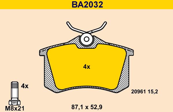 Barum BA2032 - Bremžu uzliku kompl., Disku bremzes ps1.lv