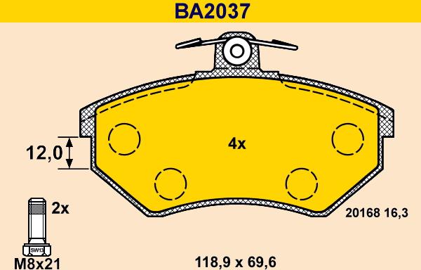 Barum BA2037 - Bremžu uzliku kompl., Disku bremzes ps1.lv