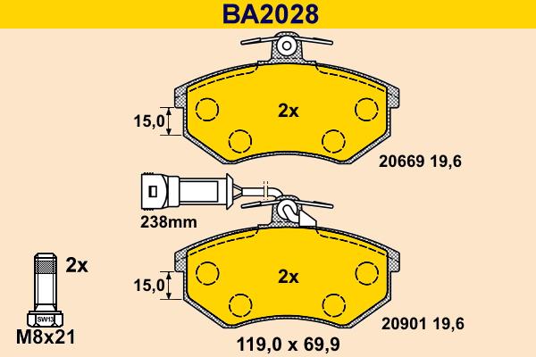 Barum BA2028 - Bremžu uzliku kompl., Disku bremzes ps1.lv