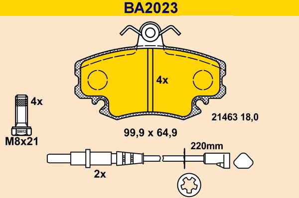 Barum BA2023 - Bremžu uzliku kompl., Disku bremzes ps1.lv