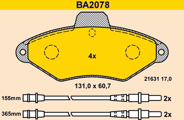 Barum BA2078 - Bremžu uzliku kompl., Disku bremzes ps1.lv