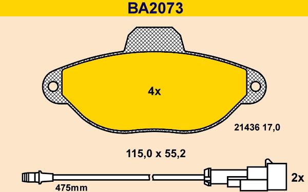 Barum BA2073 - Bremžu uzliku kompl., Disku bremzes ps1.lv