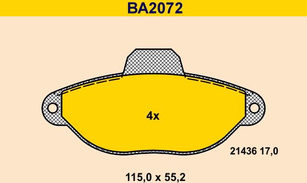 Barum BA2072 - Bremžu uzliku kompl., Disku bremzes ps1.lv