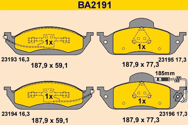 Barum BA2191 - Bremžu uzliku kompl., Disku bremzes ps1.lv