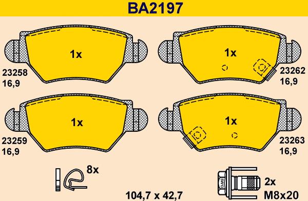 Barum BA2197 - Bremžu uzliku kompl., Disku bremzes ps1.lv