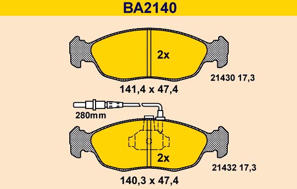 Barum BA2140 - Bremžu uzliku kompl., Disku bremzes ps1.lv