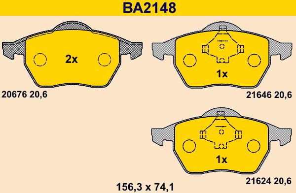 Barum BA2148 - Bremžu uzliku kompl., Disku bremzes ps1.lv