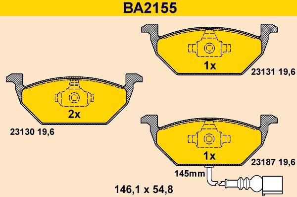 Barum BA2155 - Bremžu uzliku kompl., Disku bremzes ps1.lv