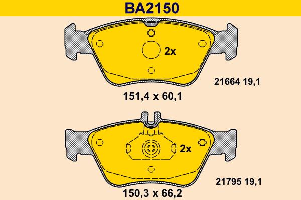 Barum BA2150 - Bremžu uzliku kompl., Disku bremzes ps1.lv