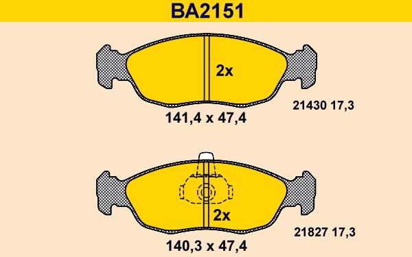 Barum BA2151 - Bremžu uzliku kompl., Disku bremzes ps1.lv