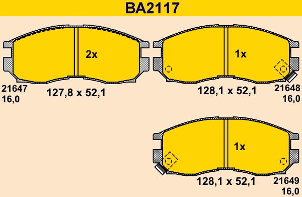 Barum BA2117 - Bremžu uzliku kompl., Disku bremzes ps1.lv