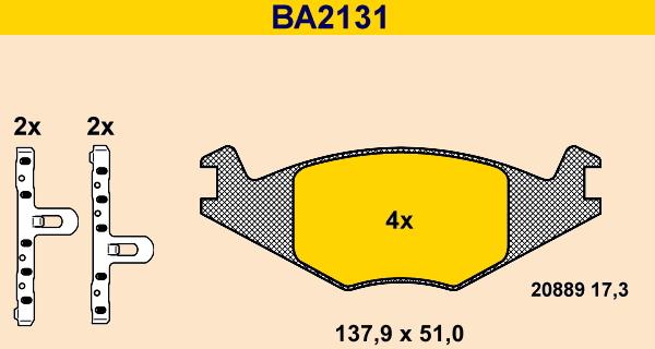 Barum BA2131 - Bremžu uzliku kompl., Disku bremzes ps1.lv