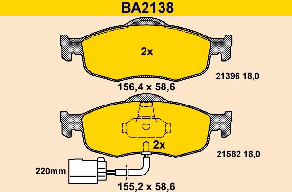 Barum BA2138 - Bremžu uzliku kompl., Disku bremzes ps1.lv