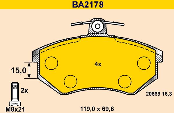 Barum BA2178 - Bremžu uzliku kompl., Disku bremzes ps1.lv