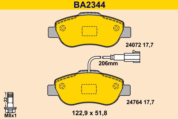 Barum BA2344 - Bremžu uzliku kompl., Disku bremzes ps1.lv