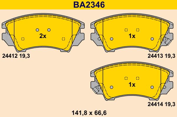 Barum BA2346 - Bremžu uzliku kompl., Disku bremzes ps1.lv