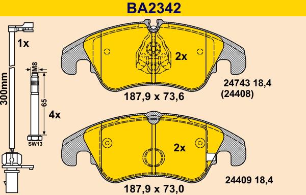 Barum BA2342 - Bremžu uzliku kompl., Disku bremzes ps1.lv