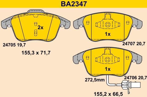 Barum BA2347 - Bremžu uzliku kompl., Disku bremzes ps1.lv