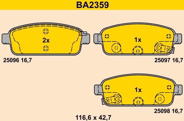 Barum BA2359 - Bremžu uzliku kompl., Disku bremzes ps1.lv