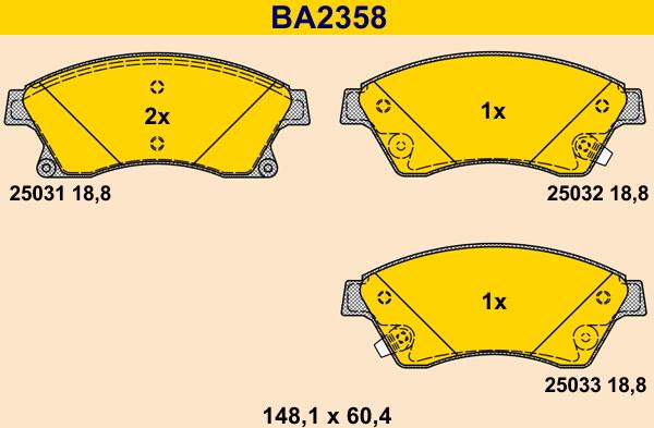 Barum BA2358 - Bremžu uzliku kompl., Disku bremzes ps1.lv