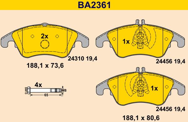 Barum BA2361 - Bremžu uzliku kompl., Disku bremzes ps1.lv