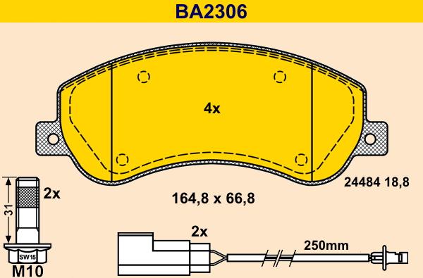 Barum BA2306 - Bremžu uzliku kompl., Disku bremzes ps1.lv