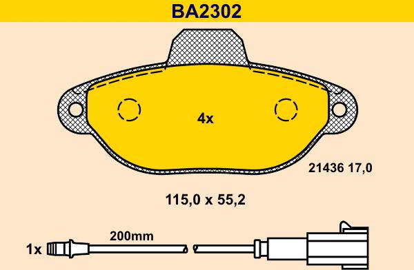 Barum BA2302 - Bremžu uzliku kompl., Disku bremzes ps1.lv