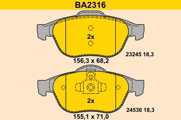 Barum BA2316 - Bremžu uzliku kompl., Disku bremzes ps1.lv